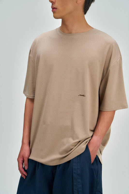 Gender Neutral Drift Knit Straight Long Tee (Beige)