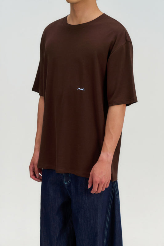 Gender Neutral Drift Knit Straight Long Tee (Brown)