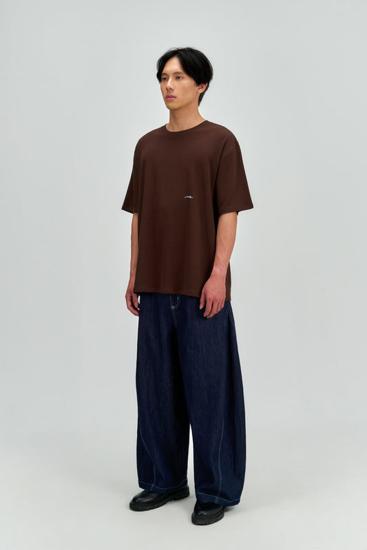 Gender Neutral Drift Knit Straight Long Tee (Brown)