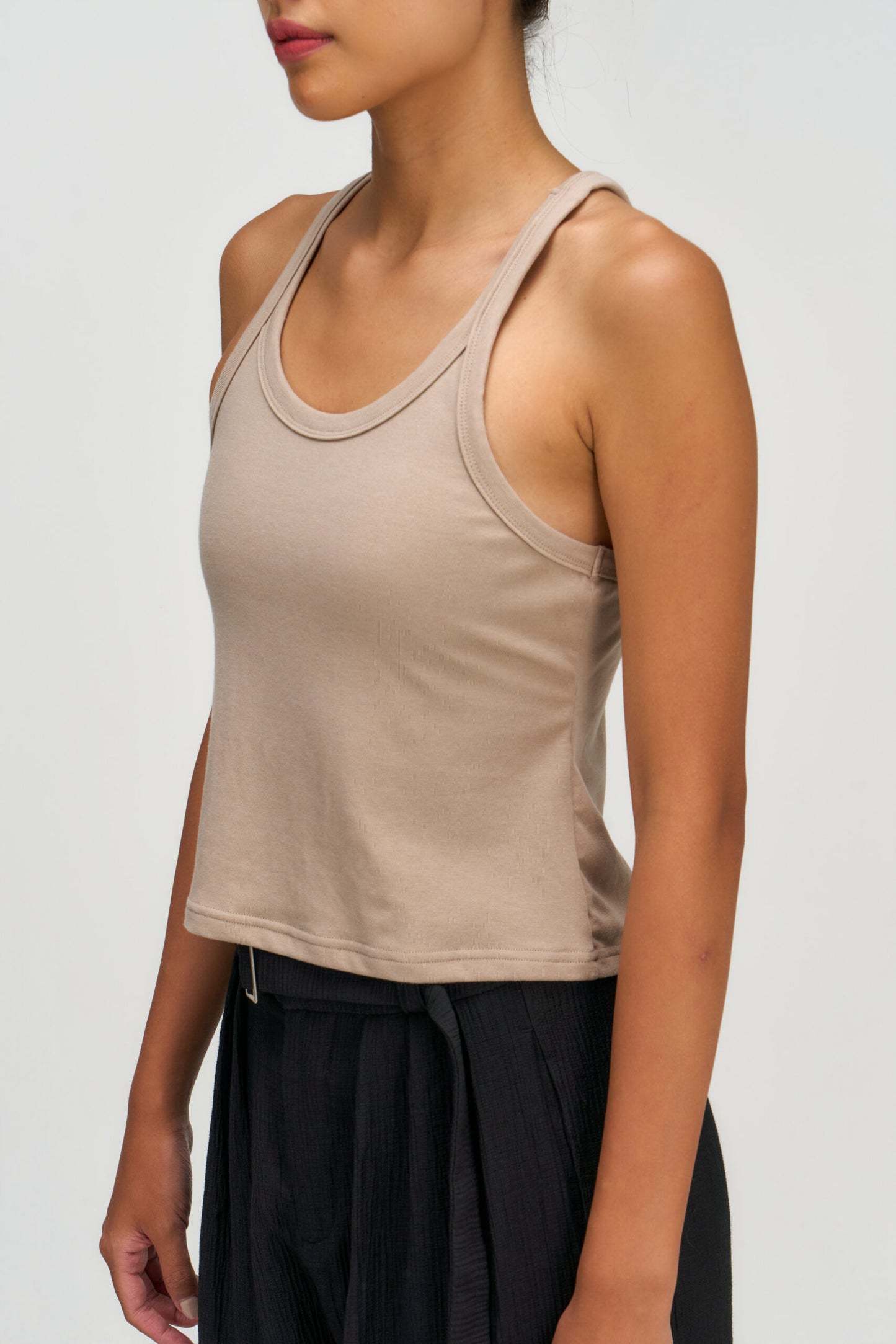 Drift Knit Y-Back Tank Top (Beige)
