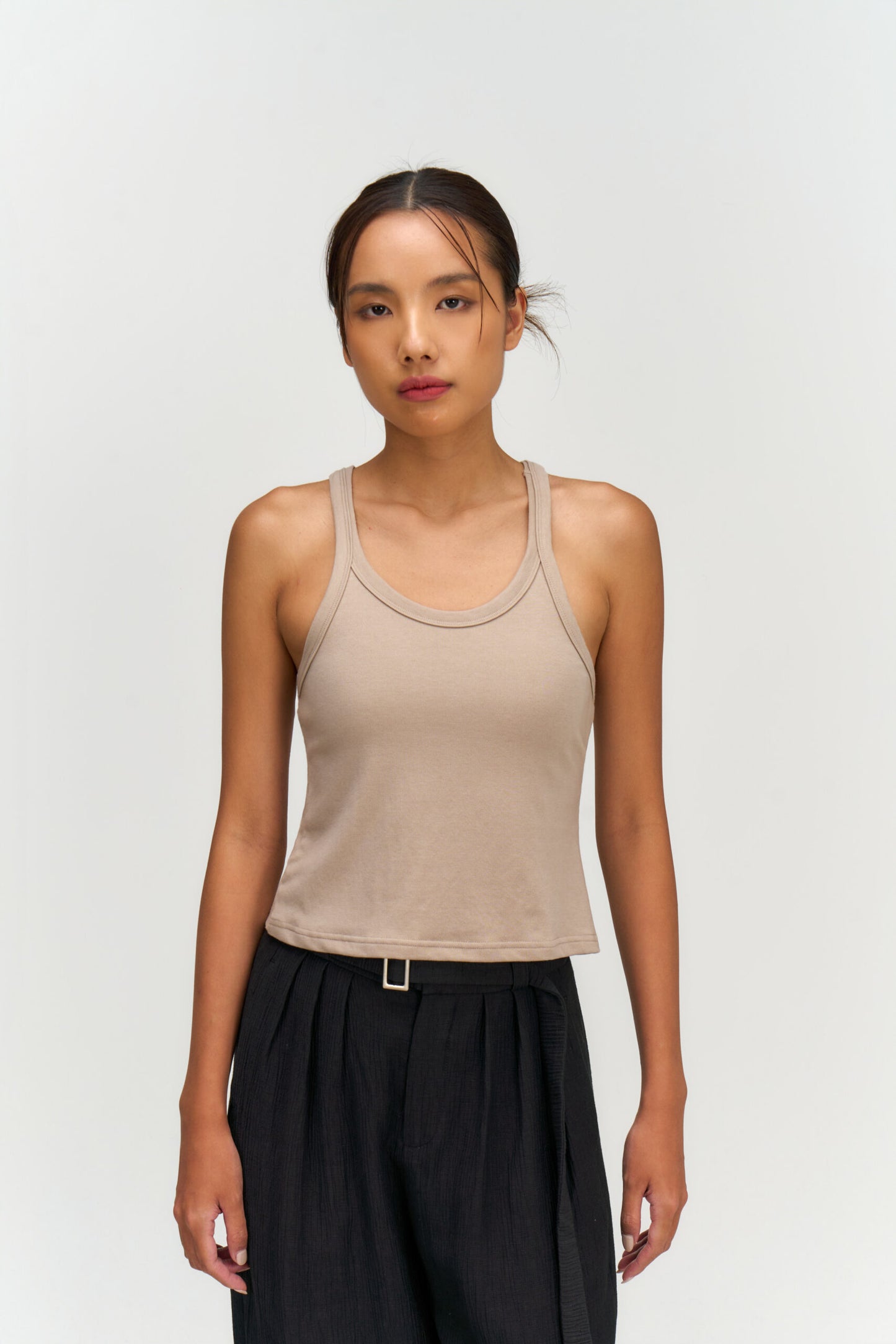 Tri Pleated Belted Trousers (Black)