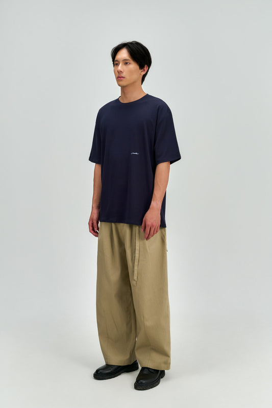 Gender Neutral Drift Knit Straight Long Tee (Navy)