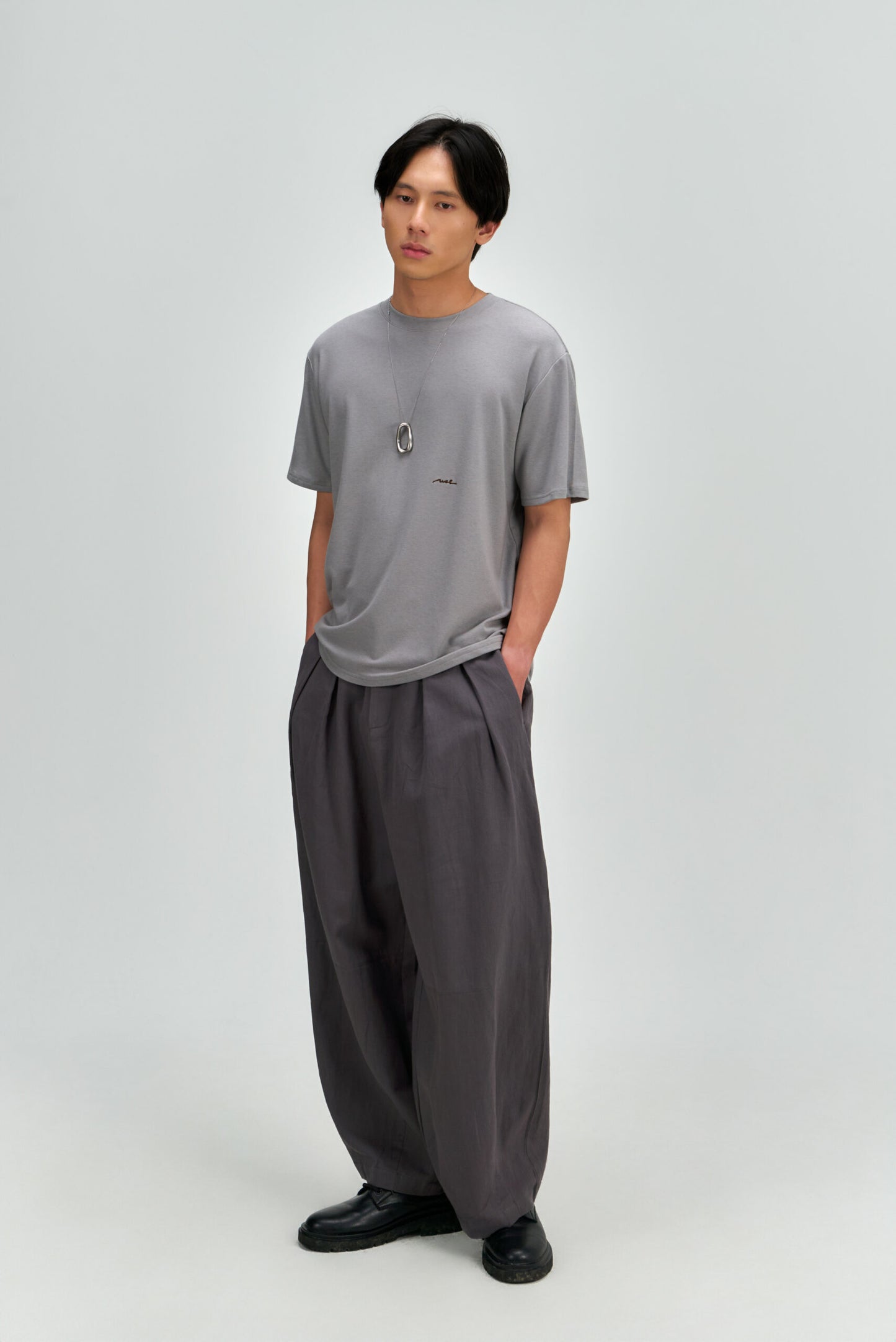 Gender Neutral Drift Knit Straight Long Tee (Blue Grey)