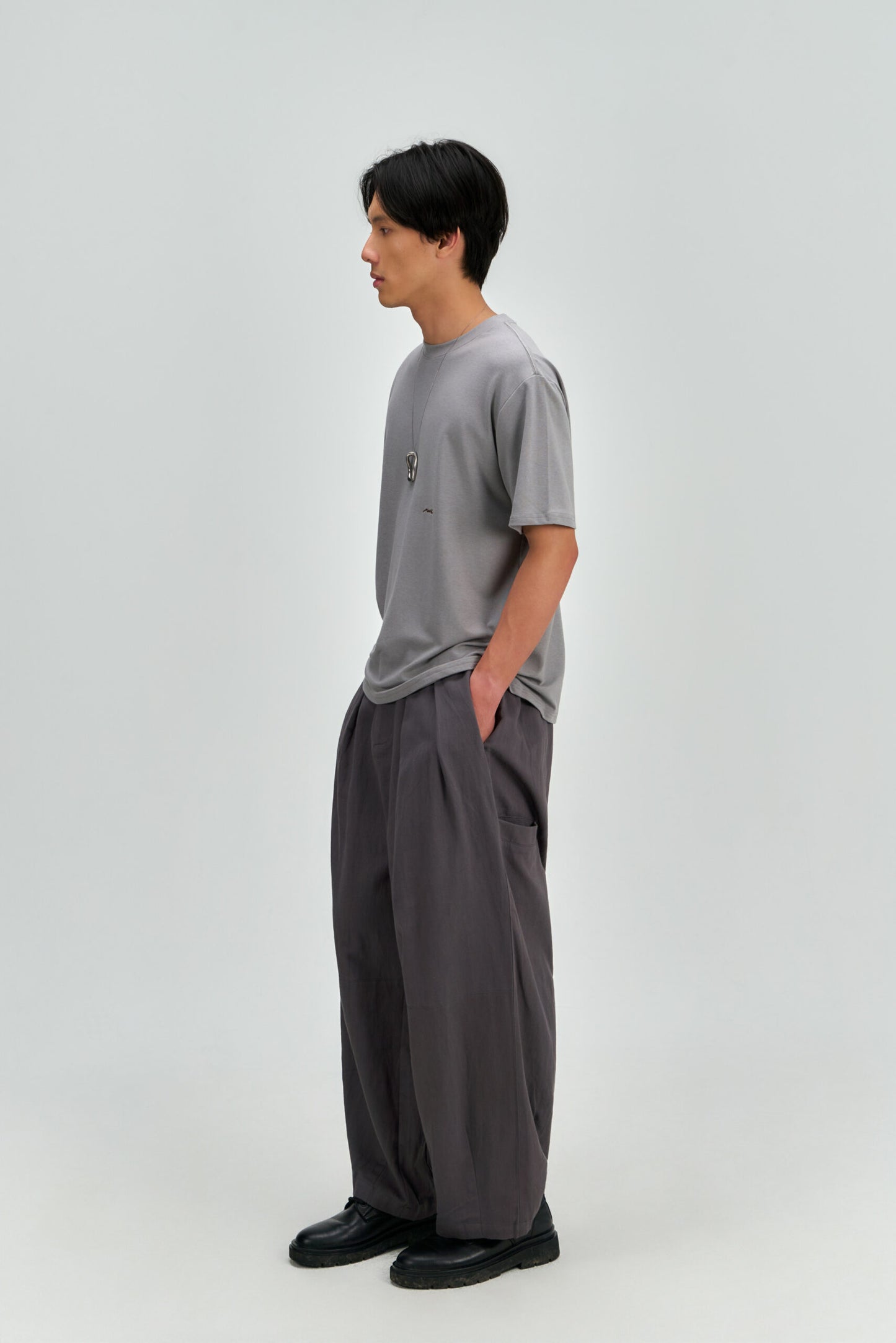 Gender Neutral Drift Knit Straight Long Tee (Blue Grey)