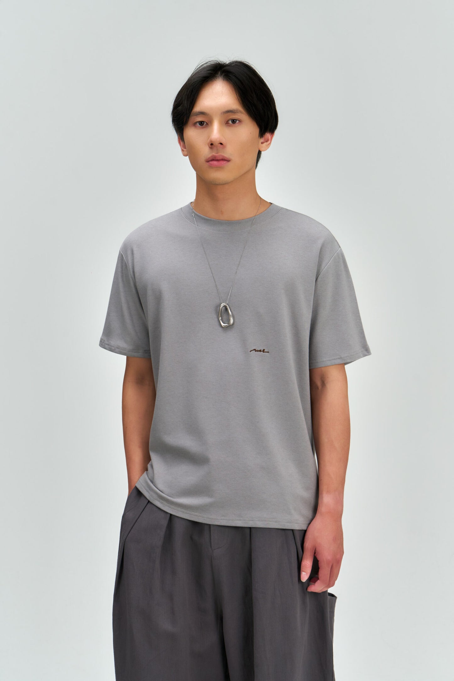 Gender Neutral Drift Knit Straight Long Tee (Blue Grey)