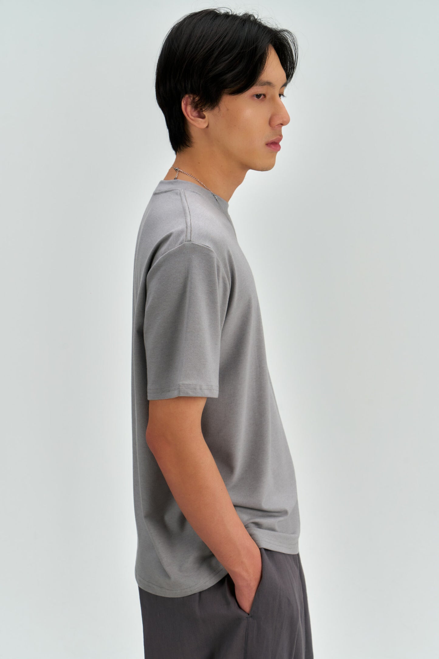 Gender Neutral Drift Knit Straight Long Tee (Blue Grey)