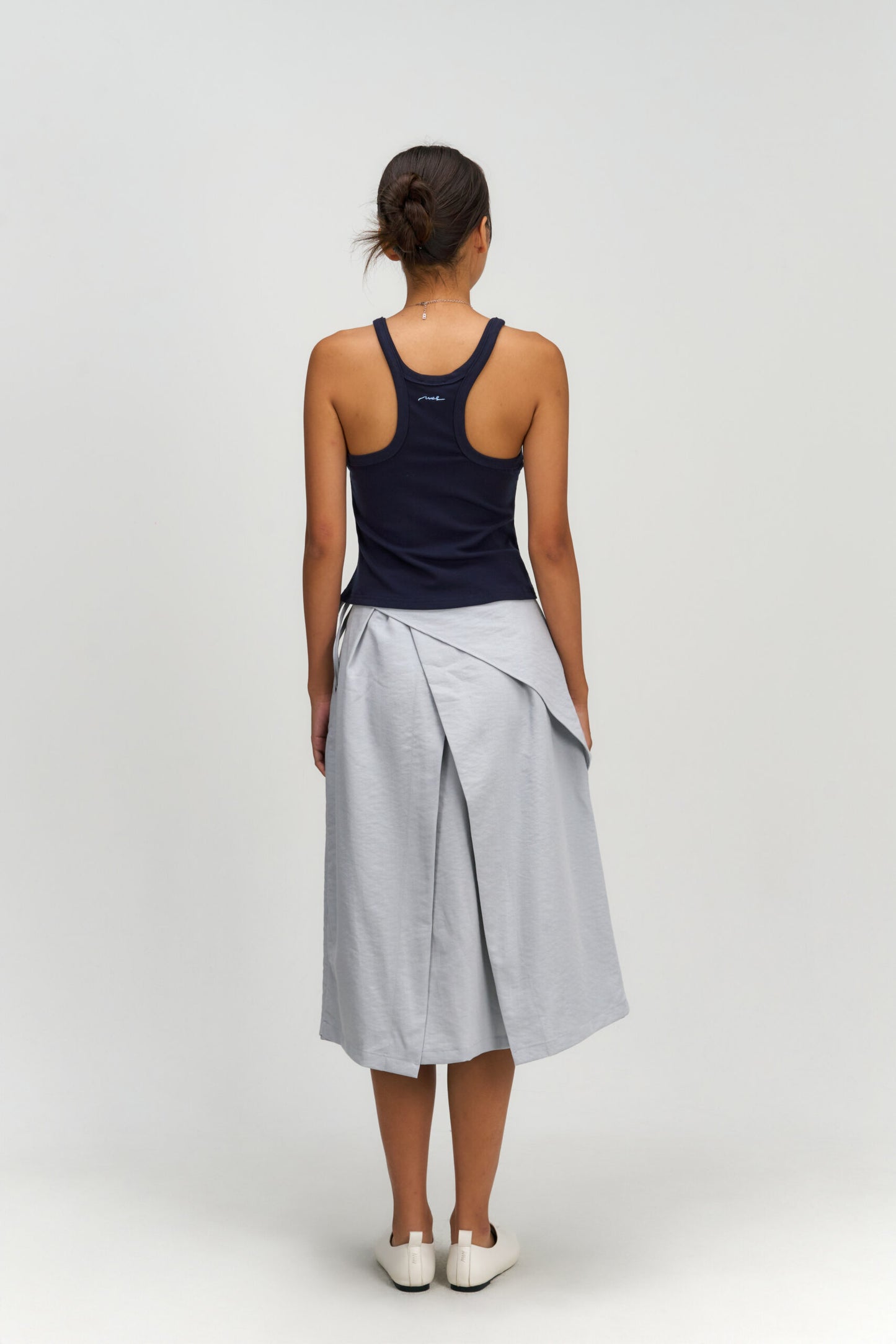 Waist Bandeu Layering Skirt – Midi (Light Blue)