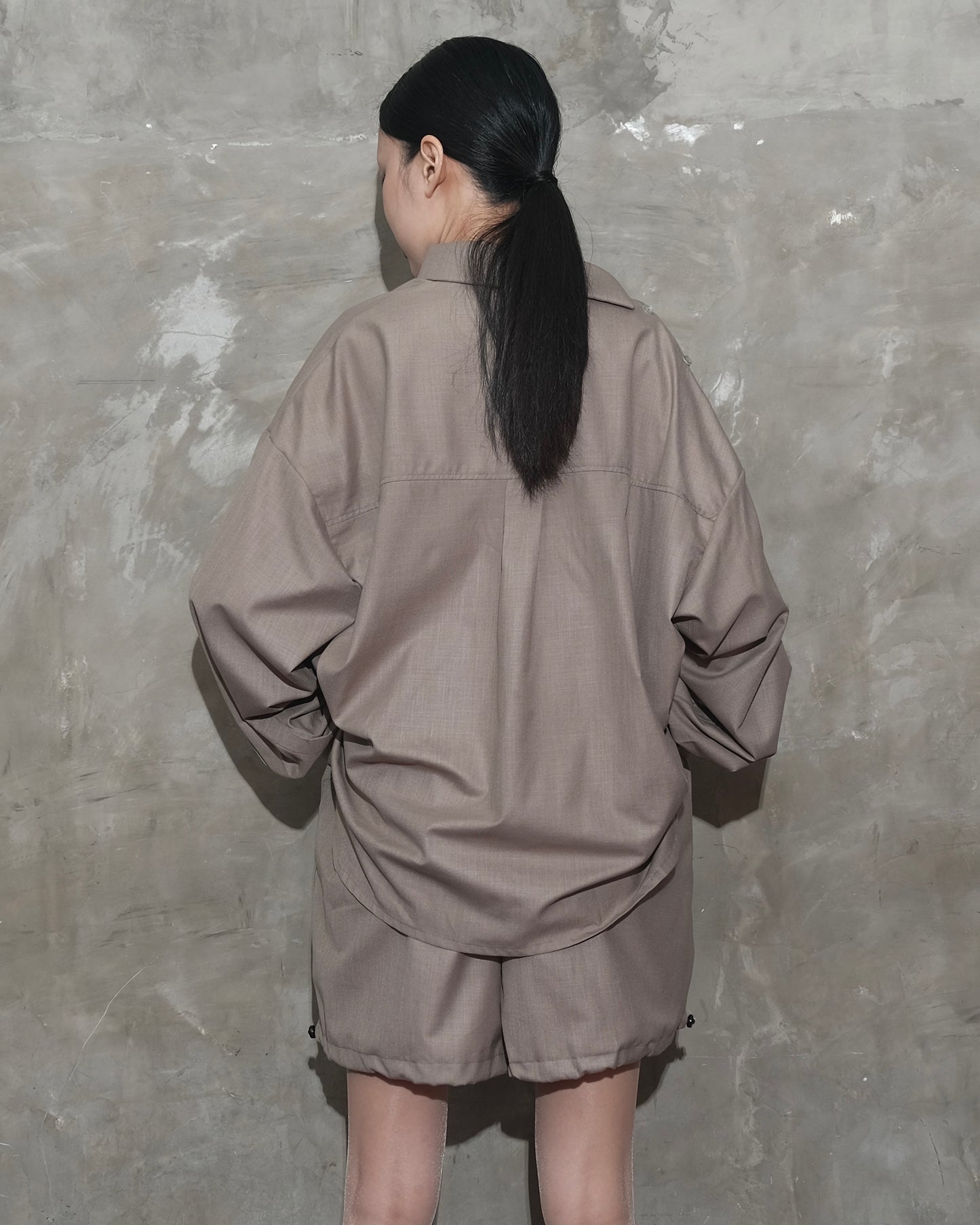 Slanted Collar Shirt in Brown