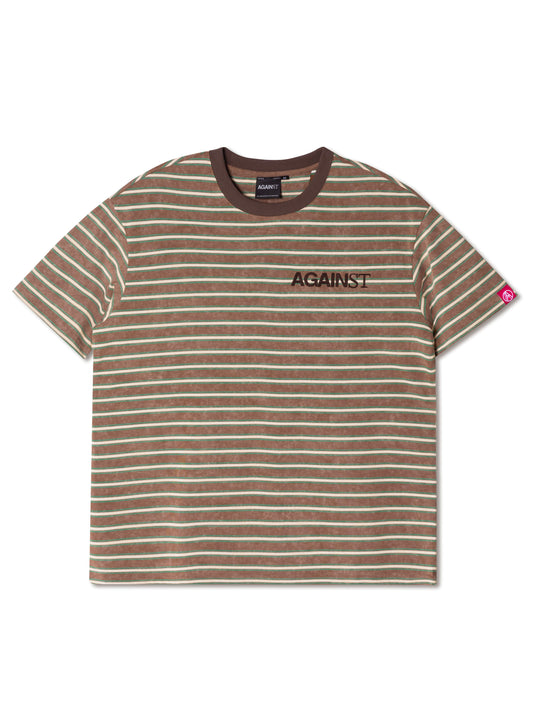 CHAINSTITCH STRIPE TEE BROWN
