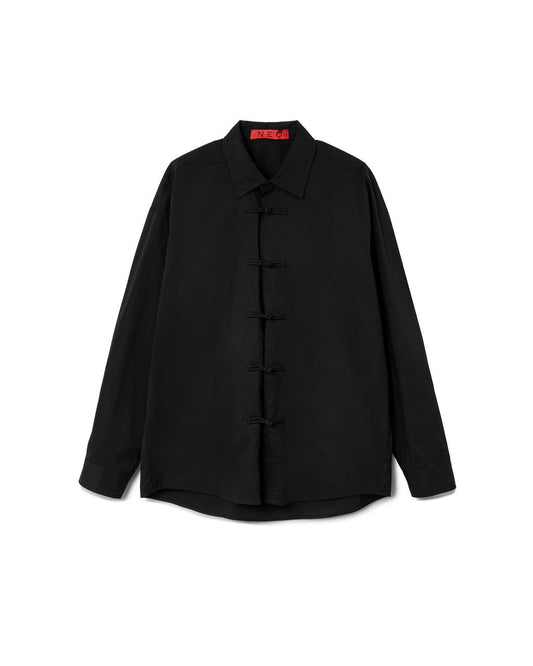 VOL.3_CH.1 Mandarin Long Sleeve Shirt - Black - BEV C multi label store