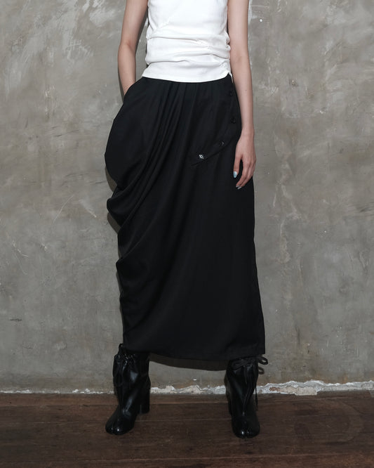 Draped Sarong Skirt in Black