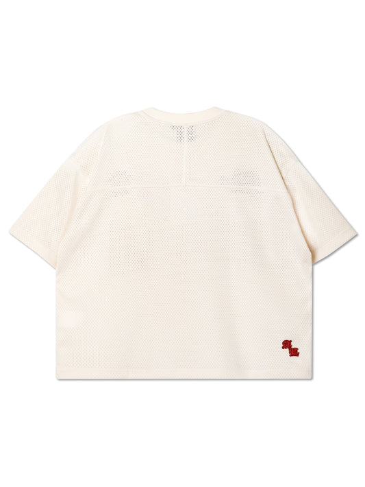 VARSITY CROPPED JERSEY CREAM