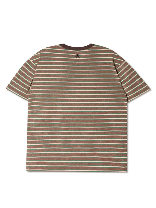 CHAINSTITCH STRIPE TEE BROWN