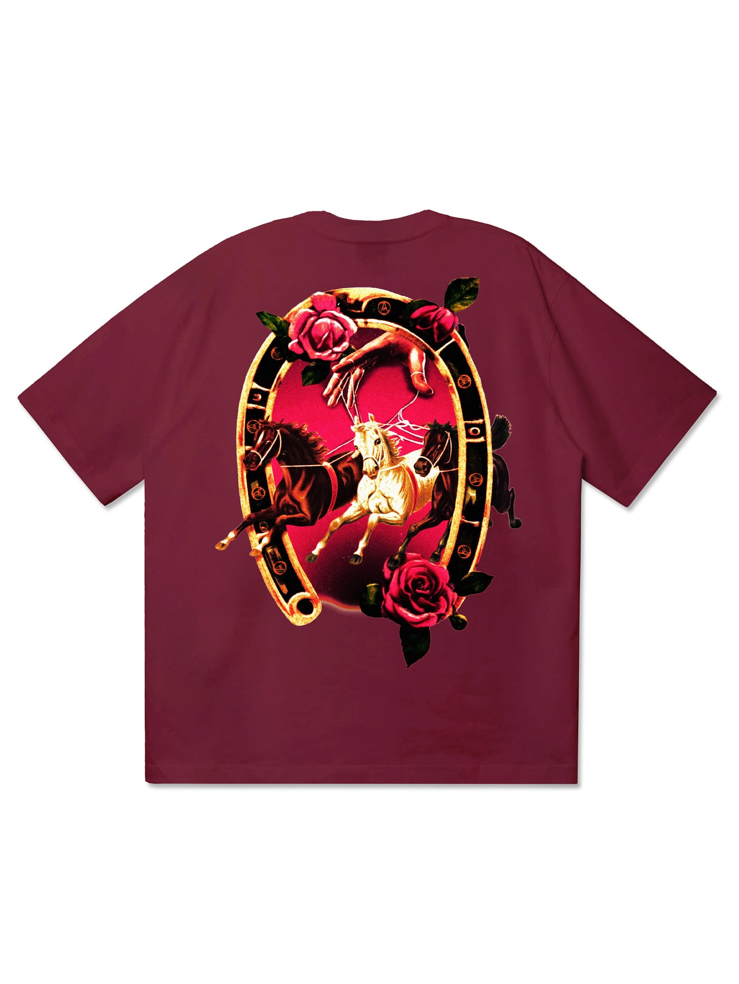 HOLD YOUR HORSES TEE MAROON