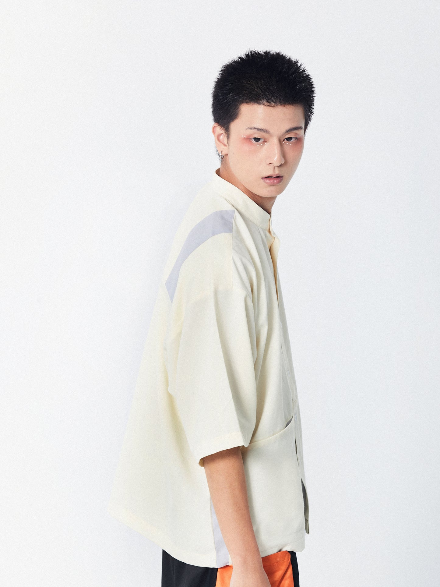 MANDARIN LAYERED POCKET SHIRT