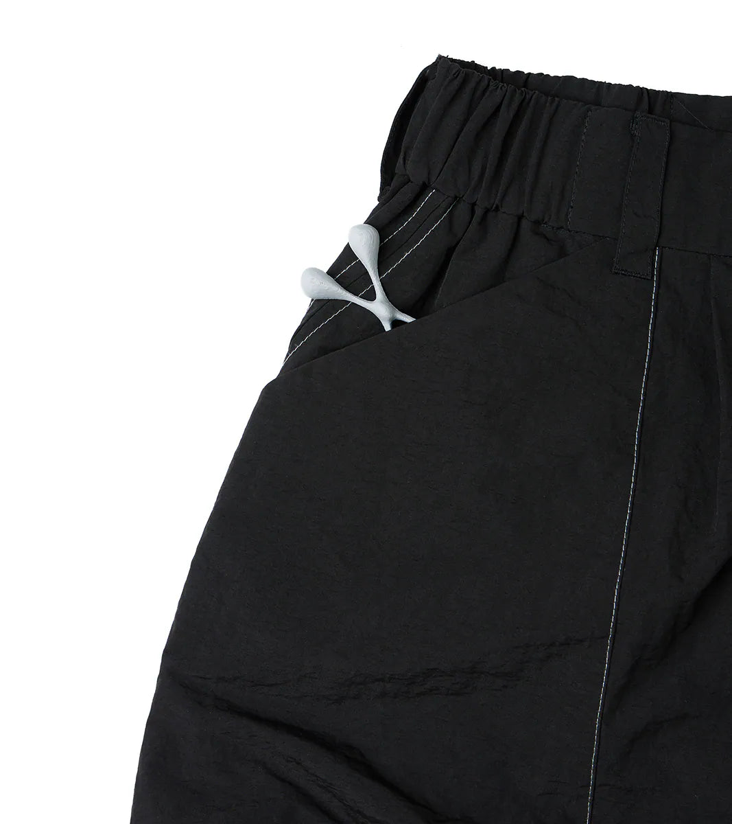 Black - Stitch Split Wide Pants