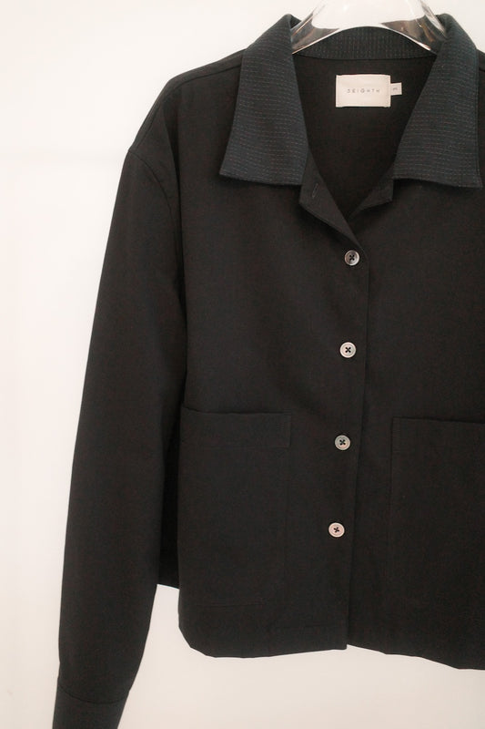 POPPY JACKET IN BLACK SASHIKO ON BLACK