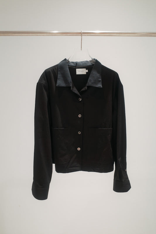 POPPY JACKET IN BLACK SASHIKO ON BLACK
