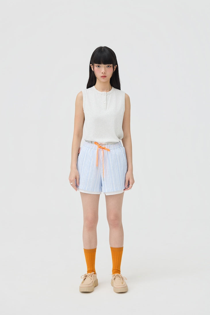 FUTAE SHORTS - BLUE SEERSUCKER