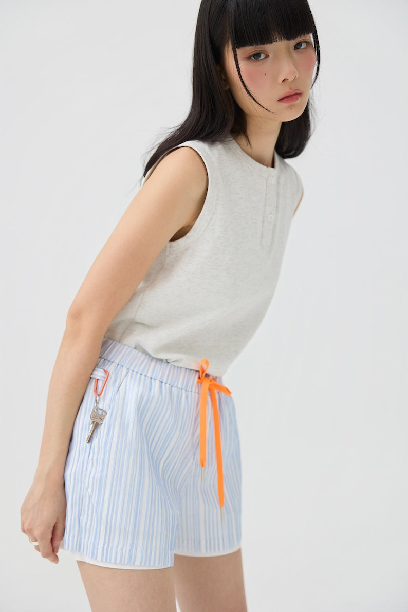 FUTAE SHORTS - BLUE SEERSUCKER