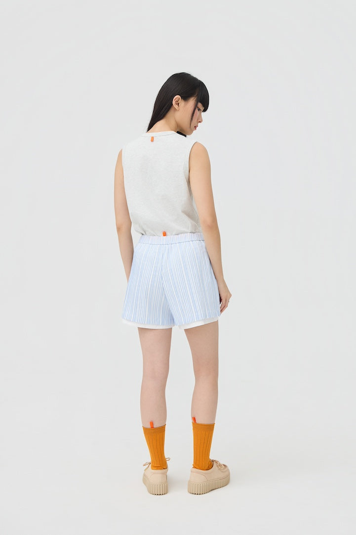 FUTAE SHORTS - BLUE SEERSUCKER