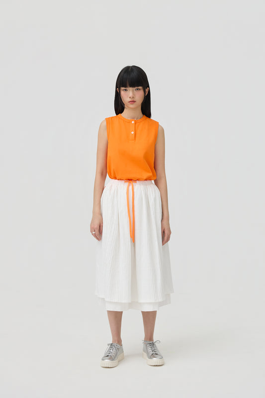 FUTAE SKIRT - WHITE SEERSUCKER