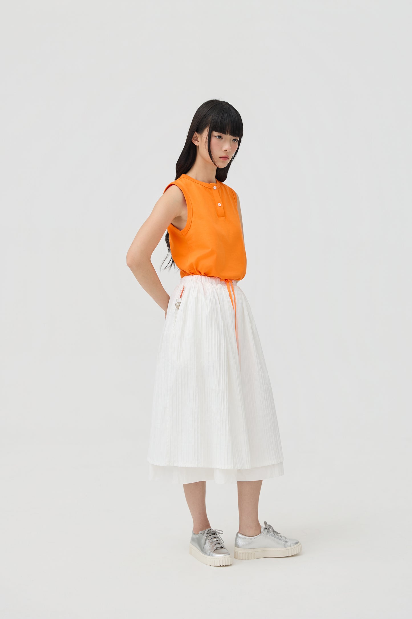 FUTAE SKIRT - WHITE SEERSUCKER