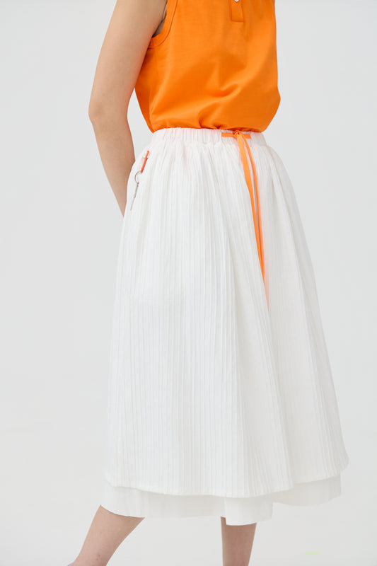 FUTAE SKIRT - WHITE SEERSUCKER
