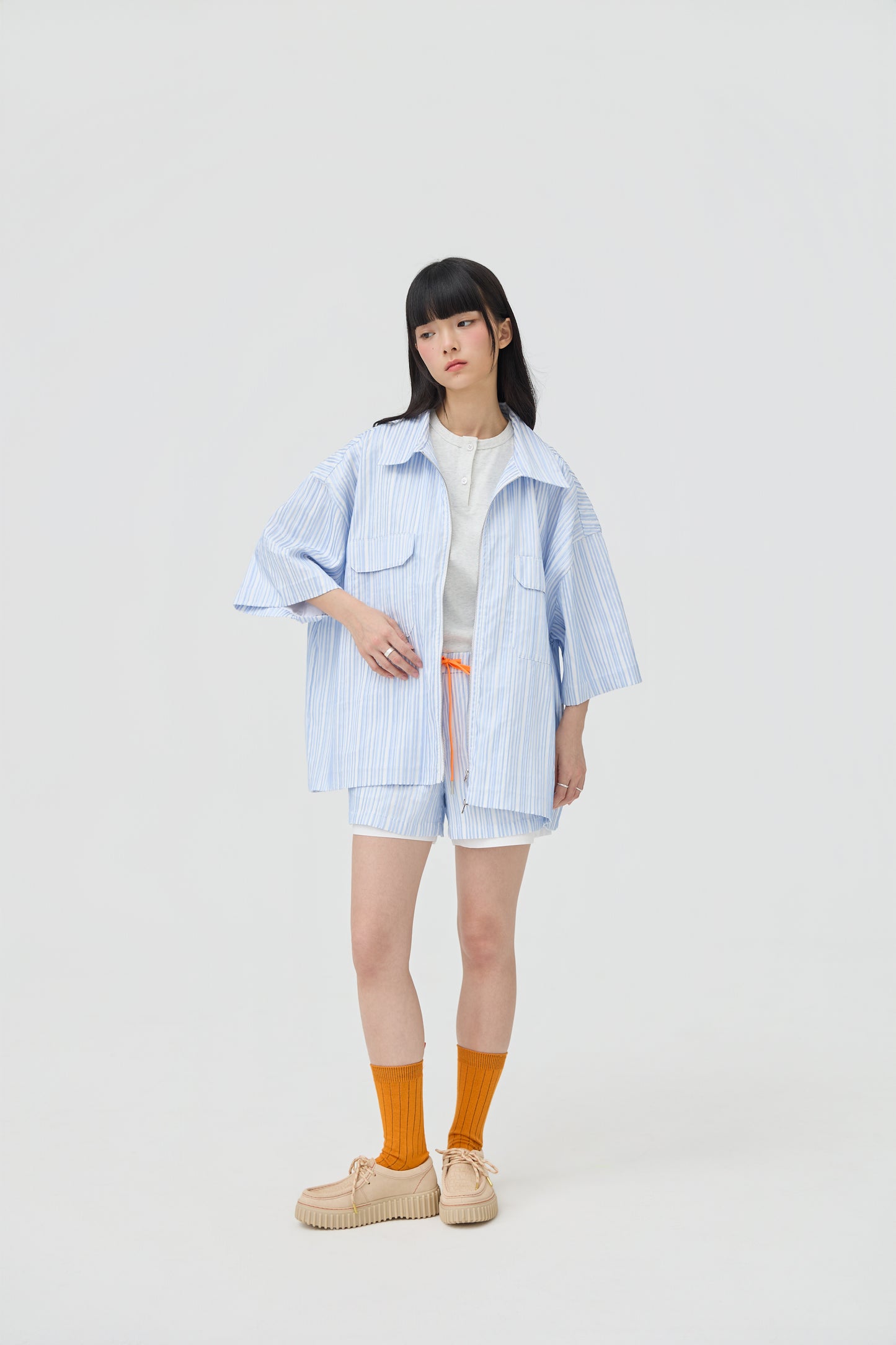 FUWA JACKET - BLUE SEERSUCKER