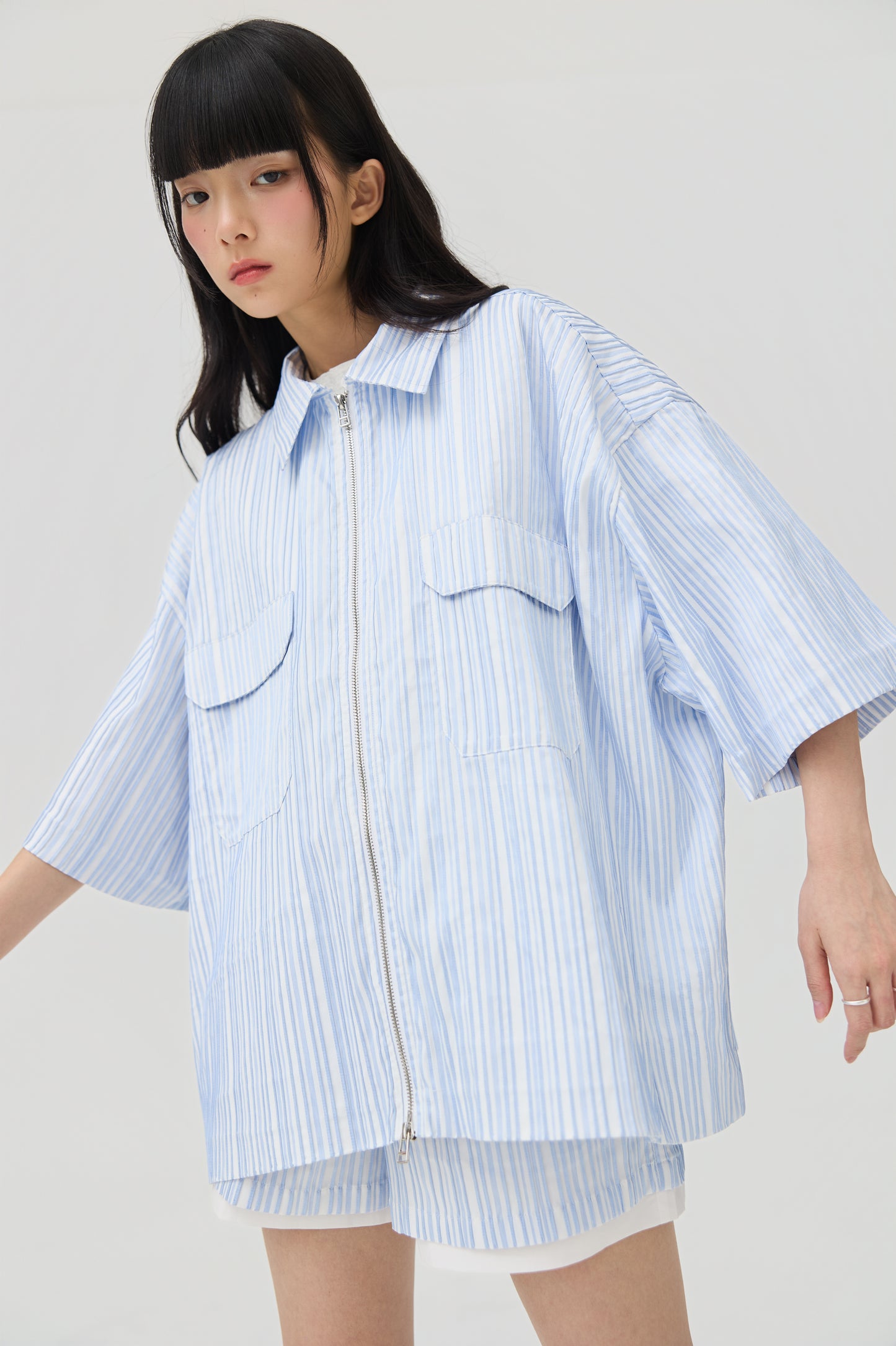 FUWA JACKET - BLUE SEERSUCKER