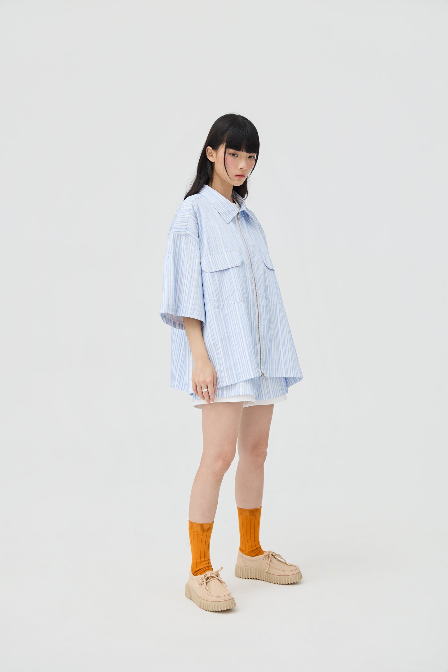 FUWA JACKET - BLUE SEERSUCKER