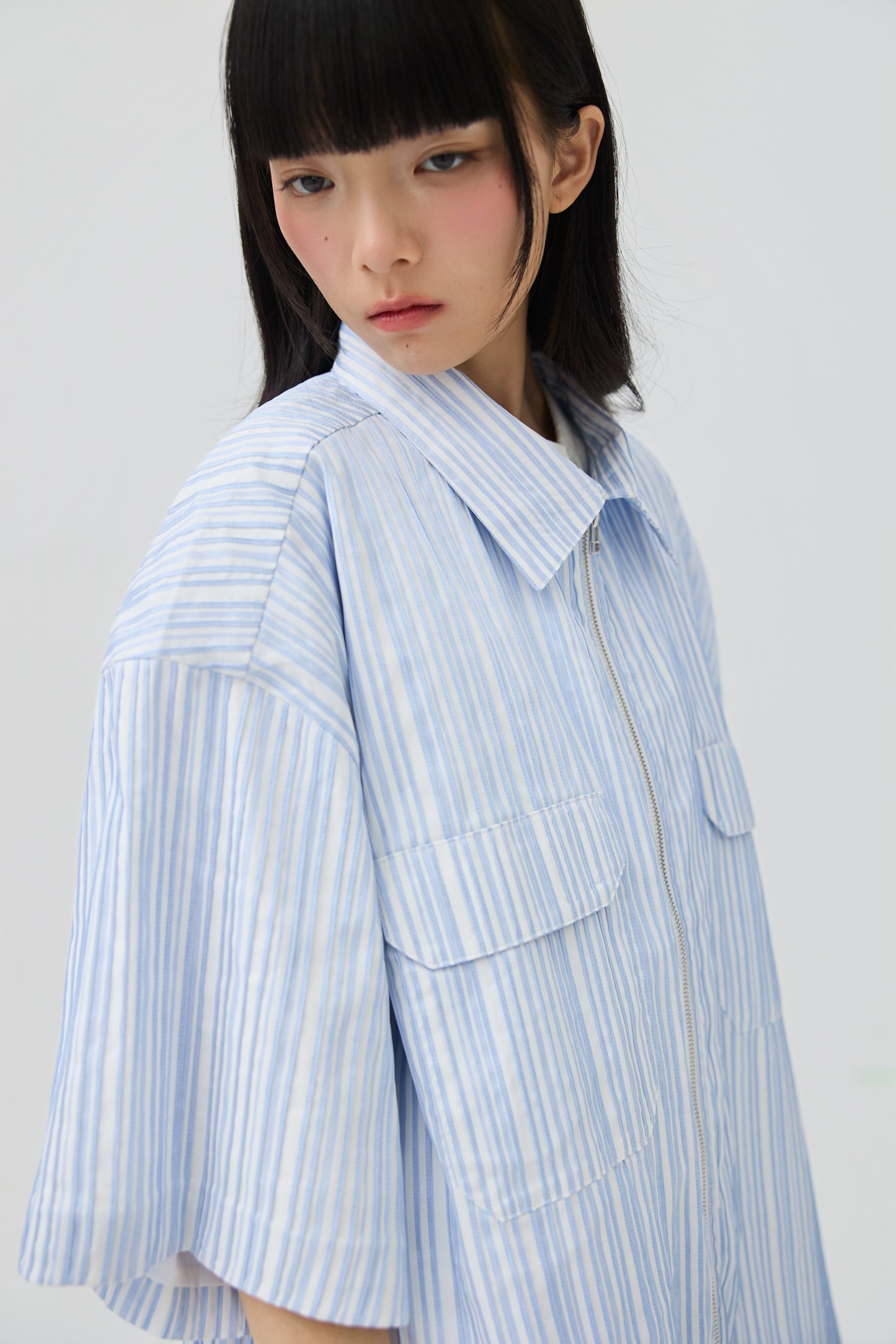 FUWA JACKET - BLUE SEERSUCKER