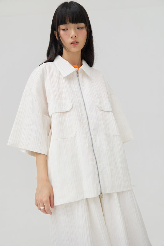FUWA JACKET - WHITE SEERSUCKER
