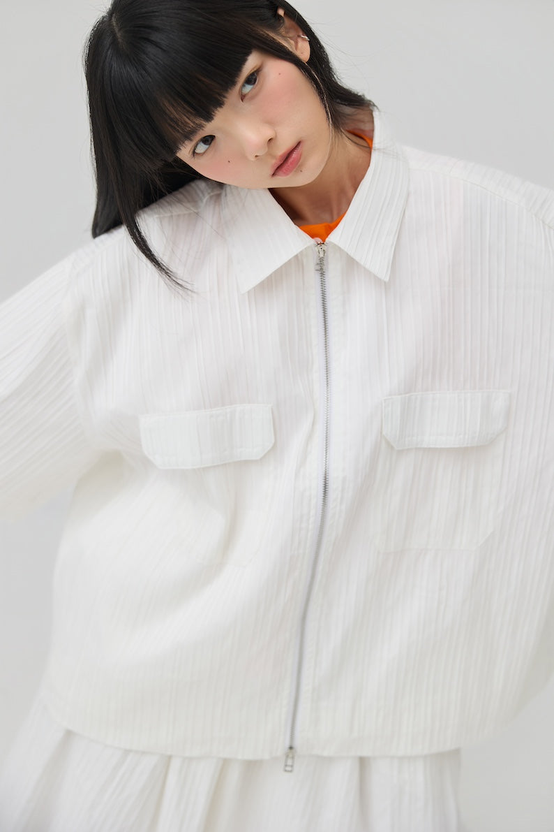 FUWA JACKET - WHITE SEERSUCKER