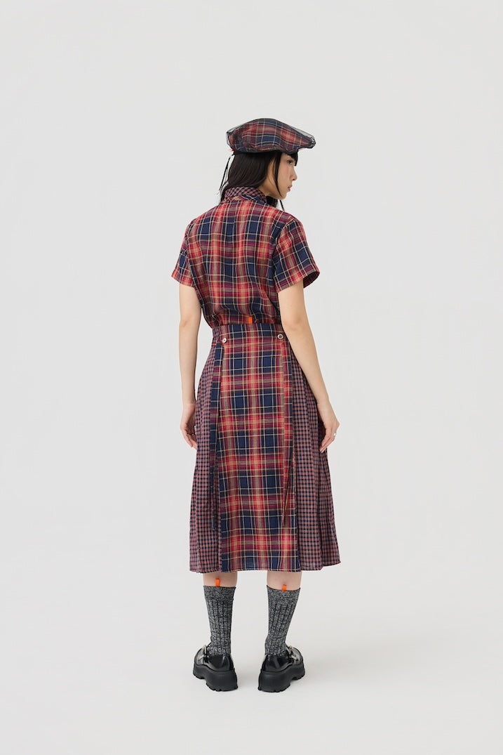 GINRIN SKIRT - RED TARTAN DOUBLE GAUZE