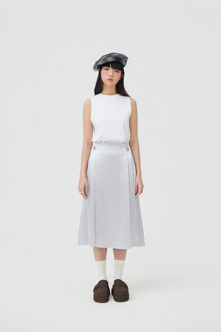 GINRIN SKIRT - SILVER SATIN