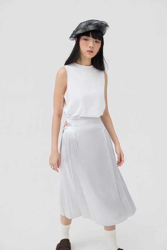 GINRIN SKIRT - SILVER SATIN