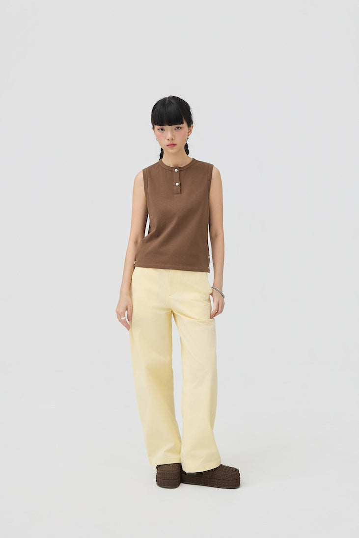 MUSUBI HENLEY TANK - CHOCOLATE