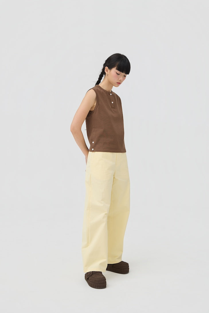 MUSUBI HENLEY TANK - CHOCOLATE