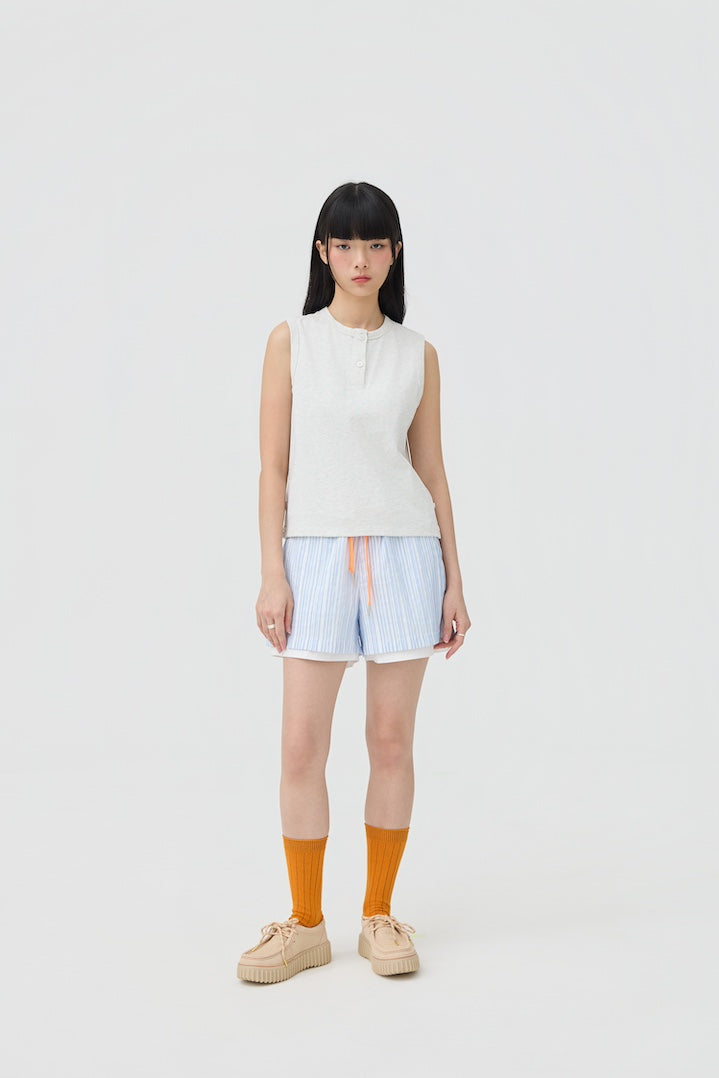 MUSUBI HENLEY TANK - GREY MARL