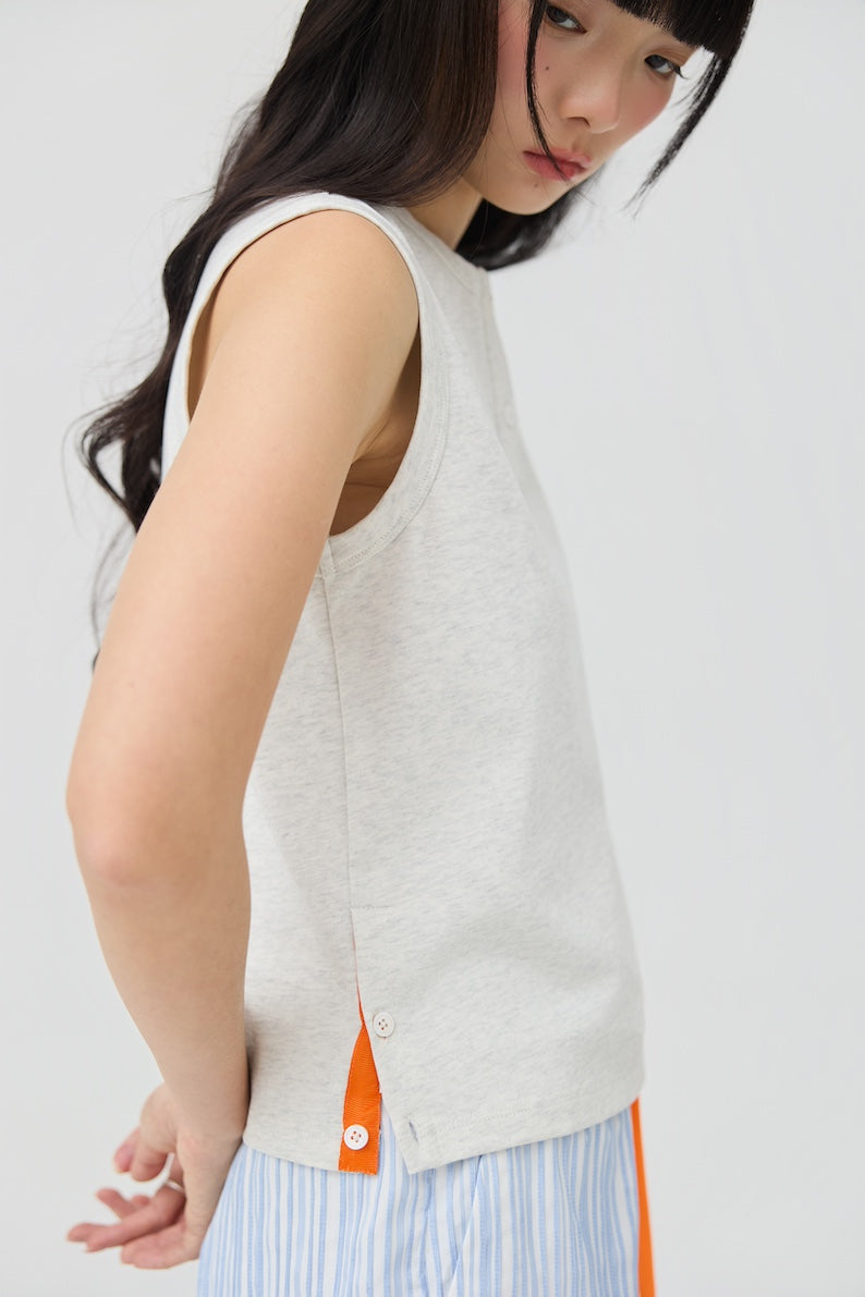 MUSUBI HENLEY TANK - GREY MARL