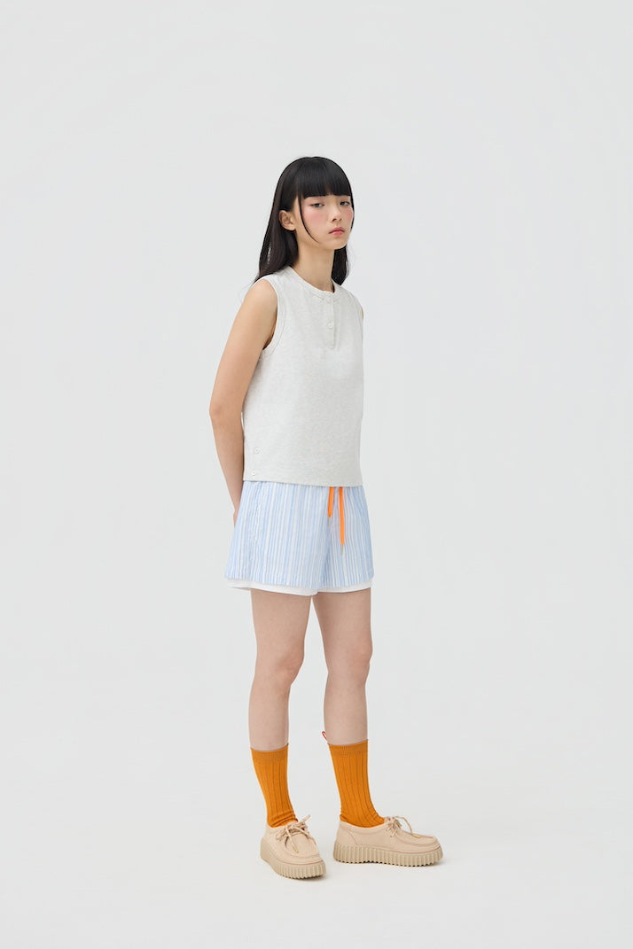 MUSUBI HENLEY TANK - GREY MARL