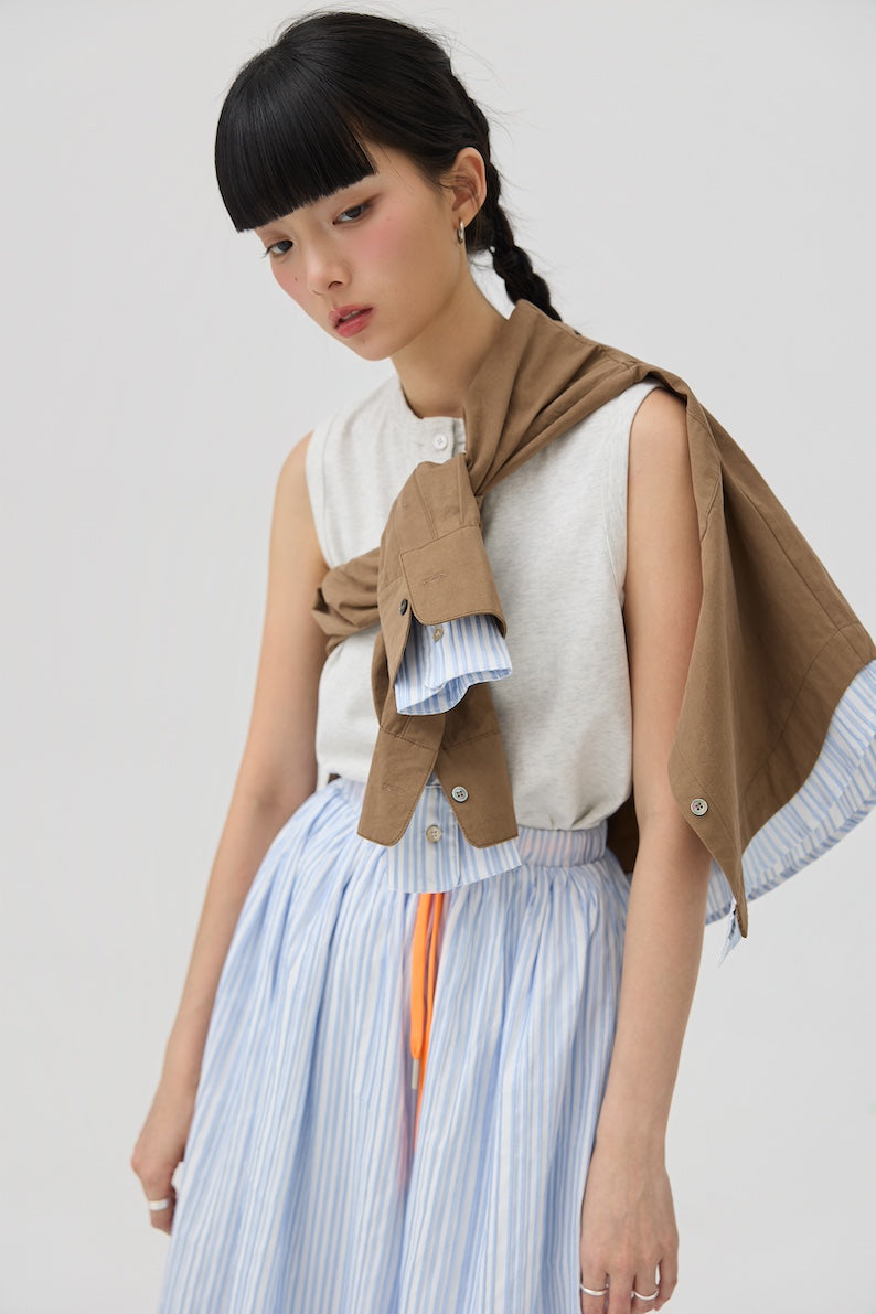 MUSUBI HENLEY TANK - GREY MARL