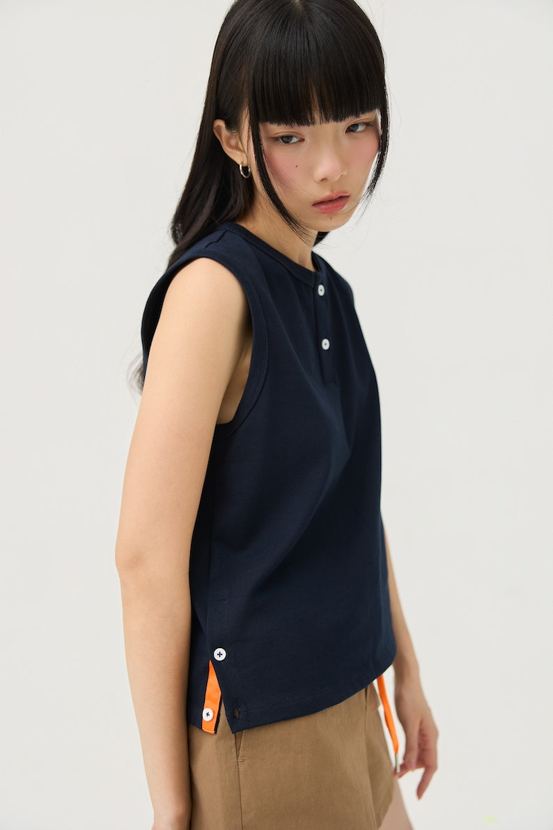 MUSUBI HENLEY TANK - NAVY