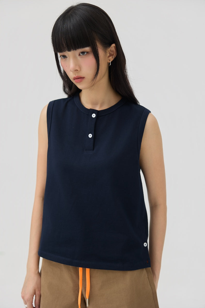 MUSUBI HENLEY TANK - NAVY