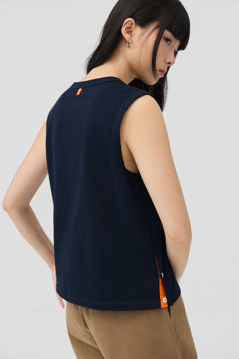 MUSUBI HENLEY TANK - NAVY