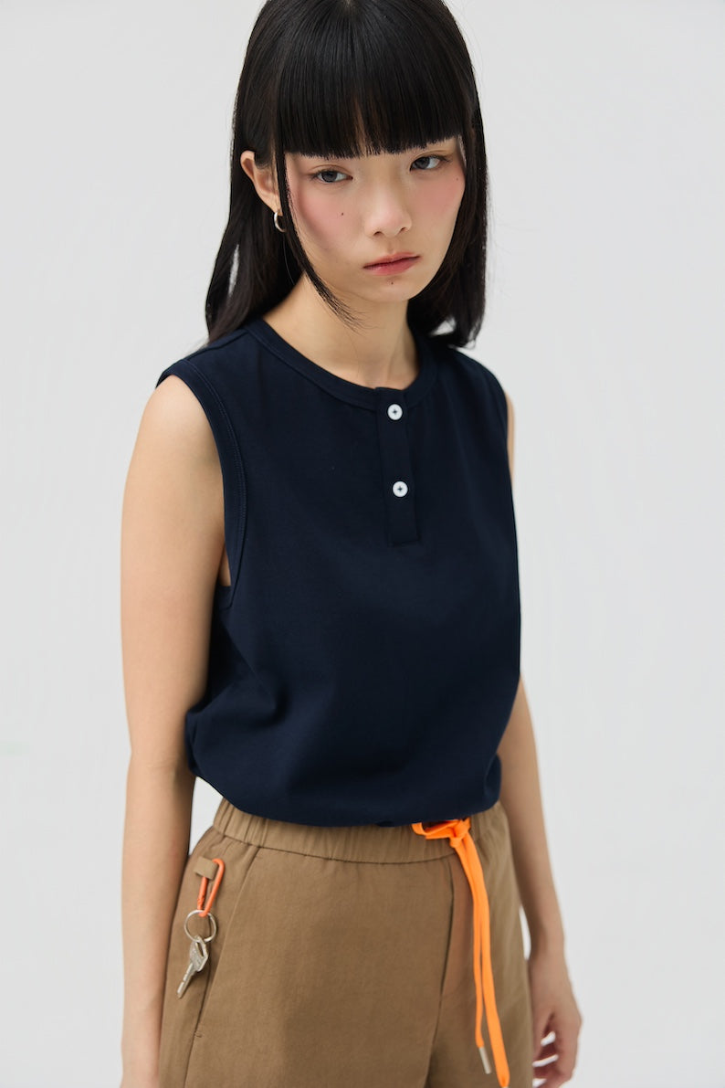 MUSUBI HENLEY TANK - NAVY
