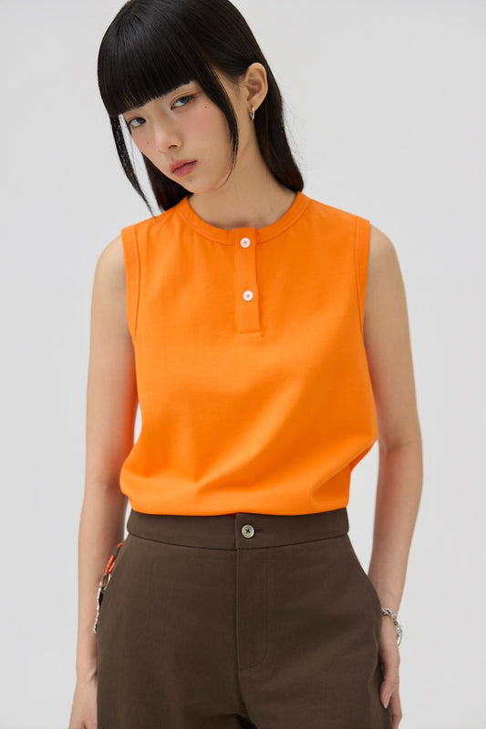 MUSUBI HENLEY TANK - ORANGE