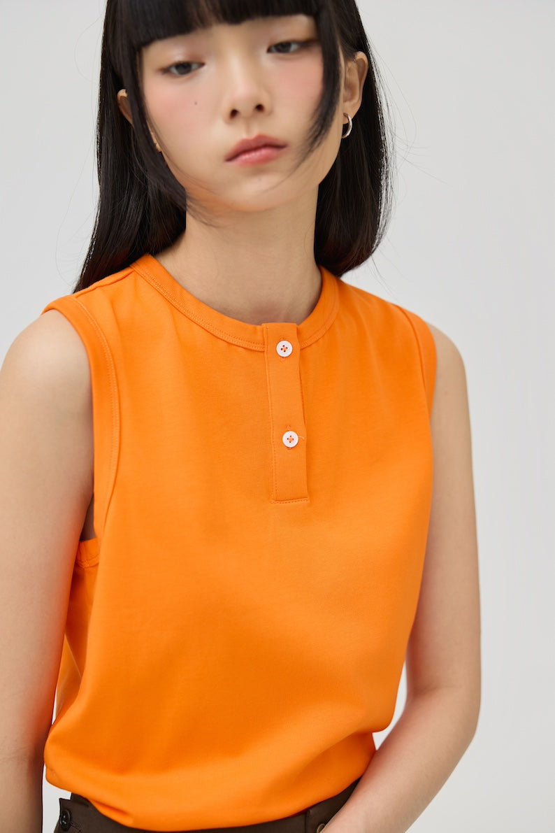 MUSUBI HENLEY TANK - ORANGE