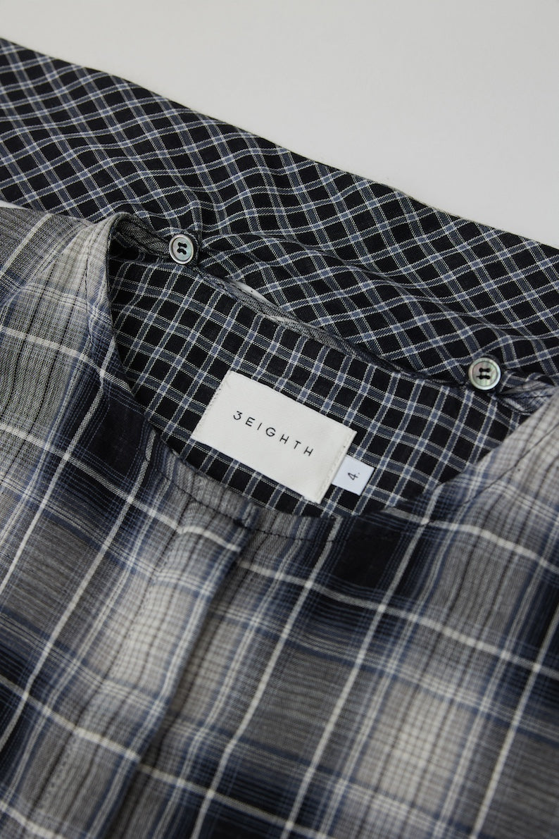 NIMAI 2-WAY SCARF TOP - BLACK TARTAN DOUBLE GAUZE